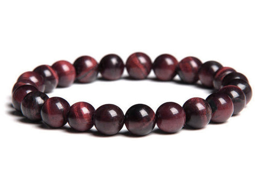 8mm Matte Red Tiger Eye Elastic Bracelet 7.5" natural [b3d6m]