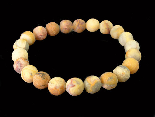 4mm Matte Crazy Lace Agate Elastic Bracelet 7.5" natural [b1r28m]