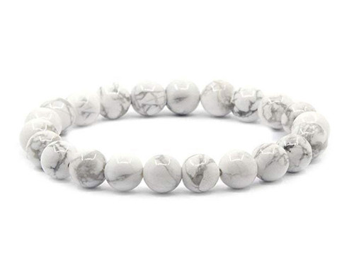 10mm White Howlite Elastic Bracelet 7.5" natural [b4b9]