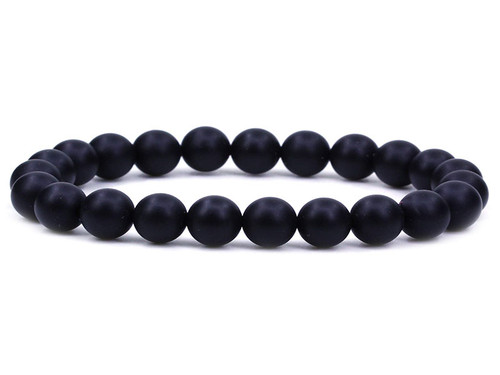 10mm Matte Black Onyx Elastic Bracelet 7.5" [b4b65m]
