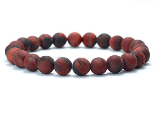 10mm Matte Red Tiger Eye Elastic Bracelet 7.5" natural [b4d6m]