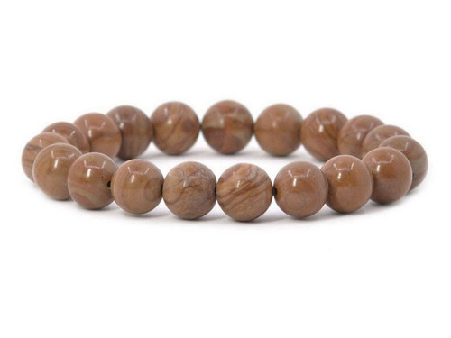 10mm Matte Gold Lace Agate Elastic Bracelet 7.5" natural [b4c29m]