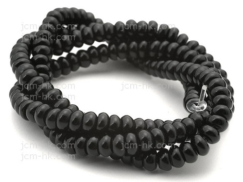 6x4mm Onyx Obsidian Rondelle Beads 15.5" [h3b65-6]