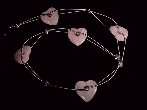 20mm Rose Quartz Heart Donut Beads 15.5" natural [y933an]