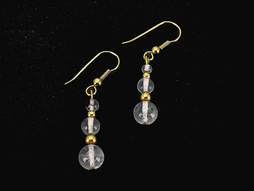 8mm Crystal Round Bead Earring With Antique Gold Earwire [y342d]