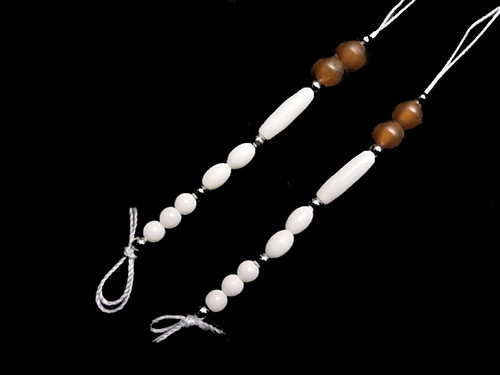 4mm Buffalo Bone & Amber Horn Beads 2 Strand (for Earring) [y580a]