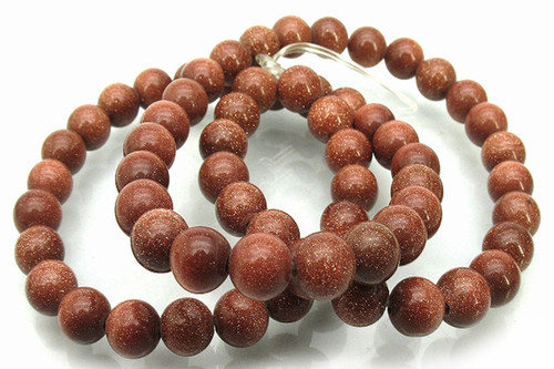 10mm Goldstone Round Beads 15.5" synthetic [10b96]