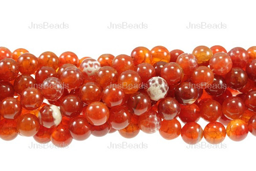 10mm Fire & Ice Red Agate Round Beads 15.5"