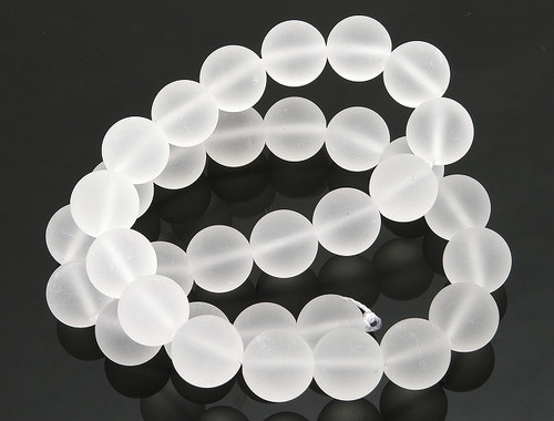 12mm Matte Crystal Round Beads 15.5" synthetic [12a5m]