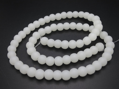 6mm Matte White Quartz Round Beads 15.5" [6a76m]