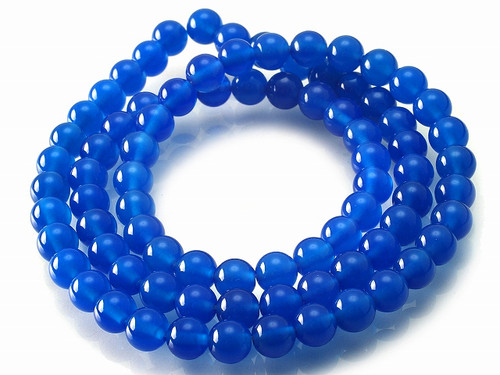 8mm Blue Agate Round Beads 15.5" dyed [8f12]