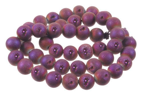 14mm Rainbow Druzy Agate Round Beads 15.5" coated [14a30f]