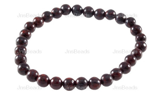 6mm Poppy Jasper Elastic Bracelet 28 Beads 6.6"