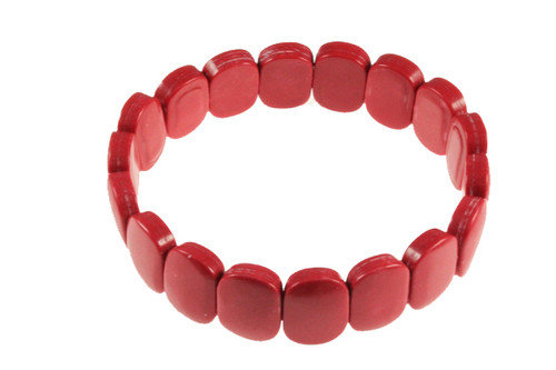 10x15mm Coral Oval Elastic Bracelet 7.7" synthetic [b5a13]