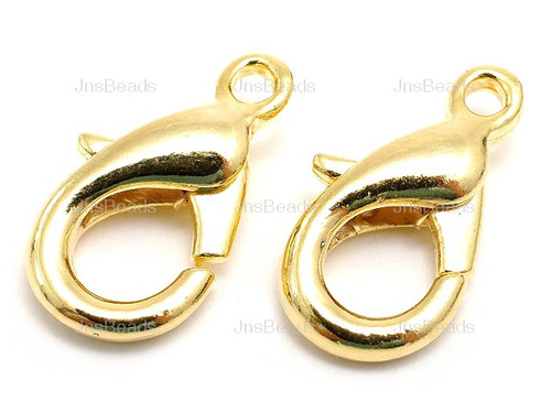 18mm Gold Plated Curved Lobster Clasps 20 pcs.