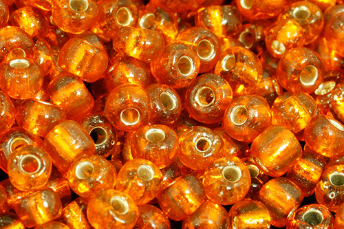 Seed bead 4mm 6/o 160pcs, Silver Lined Orange [g29b-4]