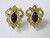 23mm Black Onyx & Cubic Zircon Clips Earring [e1682]