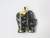 925 Sterling Silver Gold Plated 25mm Snowflake Obsidian Elephant Pendant [e1614]