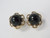 925 Sterling Silver Gold Plated 22mm Black Onyx Post Earring [e473]