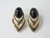 925 Sterling Silver Gold Plated 18x35mm Black Onyx Post Earring [e455]