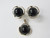 925 Sterling Silver Gold Plated 18mm Black Onyx Post Earring & Pendant [e465]