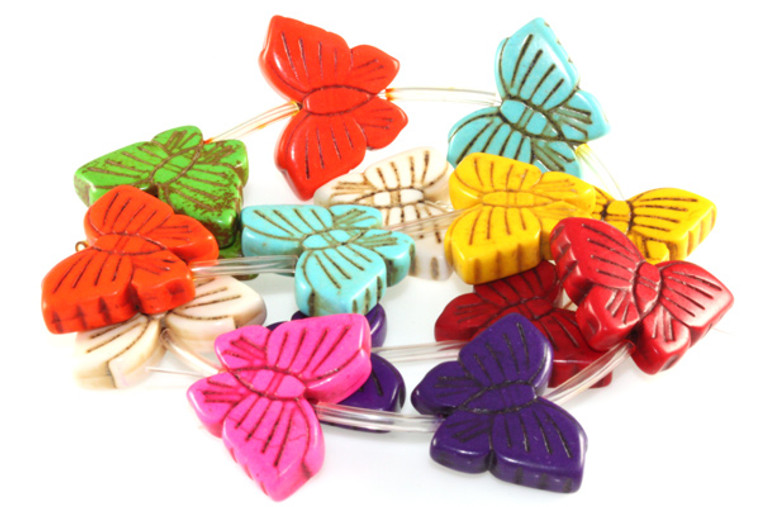 13x15mm Mix Magnesite Butterfly Beads 15.5" [t465x]