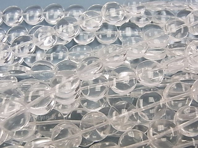 10mm Crystal Puff Coin Beads 15.5"