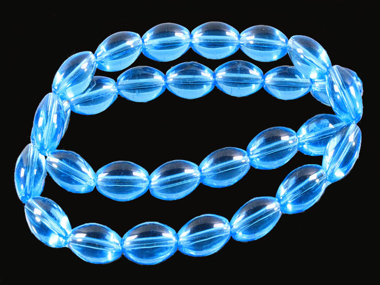 6x12mm Aquamarine Rice Beads 15.5" synthetic [u73a34]