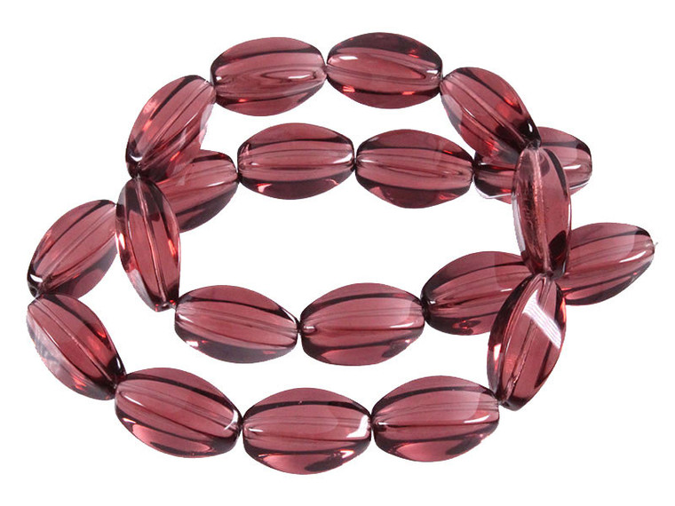 13x18mm Amethyst Puff Oval Beads 15.5" synthetic [u84a6]