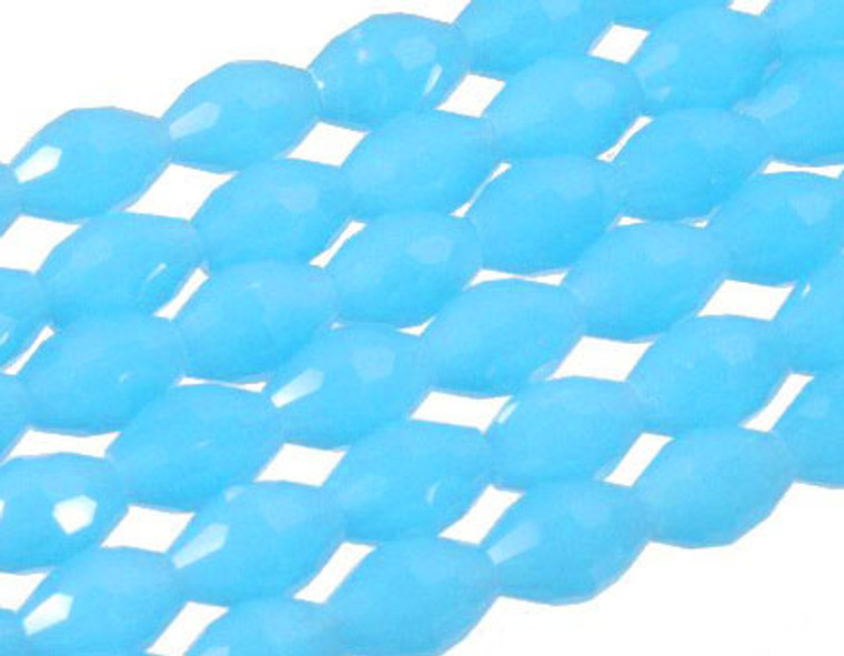 4x6mm Aqua Opal Quartz Faceted RiceBeads 15.5" synthetic [uc11b6]