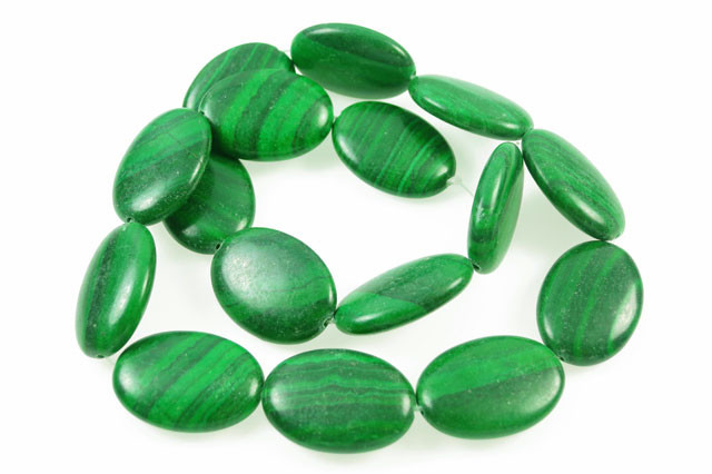 18x25mm China Malachite Oval Beads 15.5" natural [w106]