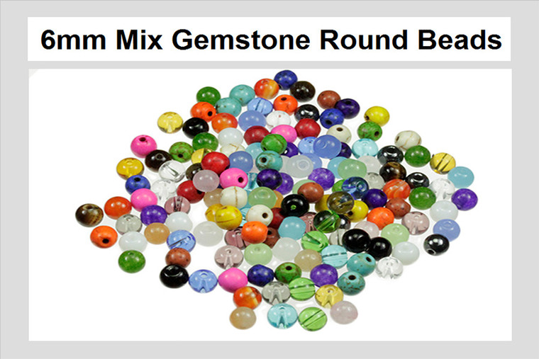 Mix & Match 6mm Gemstone Round Bead 100pcs [x6]