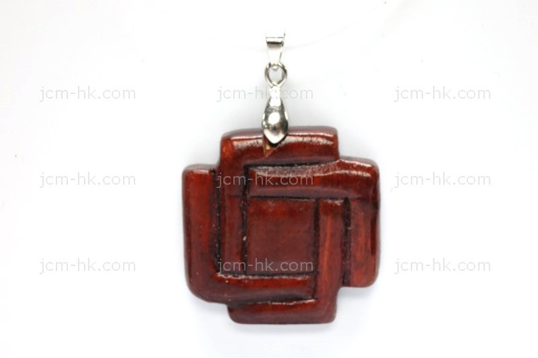 28X30mm Wood Carved Designer Bead Pendant [z1654]