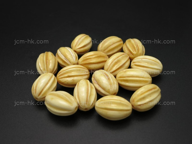 10x15mm Buffalo Bone Carved Oval Beads Antique Color 10pcs. [z2163]