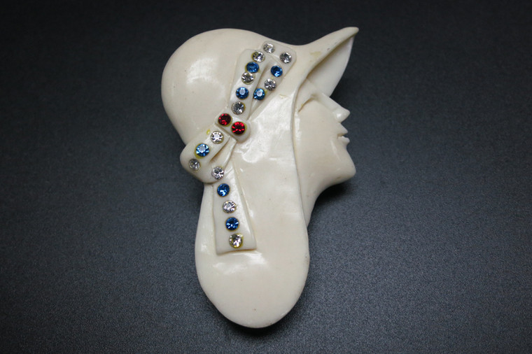 38x52mm Buffalo Bone Brooch with Rhinestone [z5314]