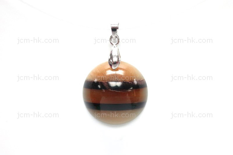 22x22mm Amber & Buffalo Horn Designer Bead Pendant [z5424]