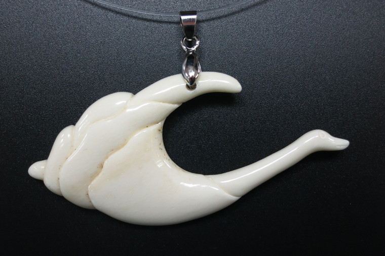 35x68mm Buffalo Bone Swan Designer Bead Pendant [z5473]
