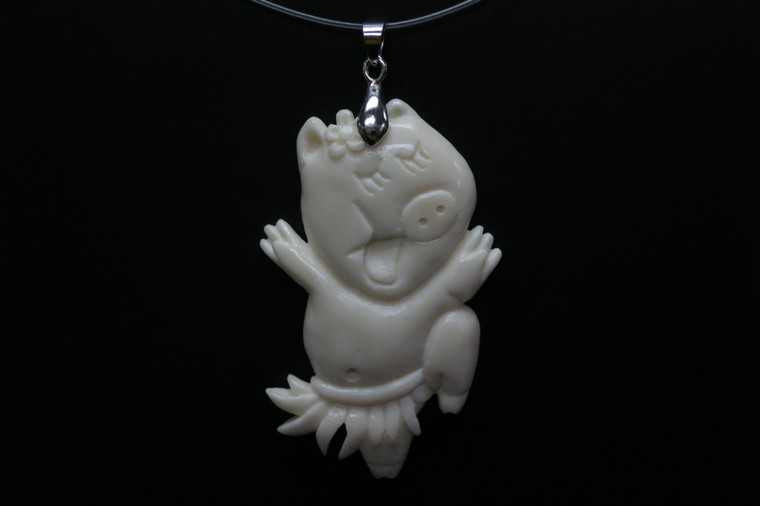 35x55mm Buffalo Bone Pig Designer Bead Pendant [z5559]