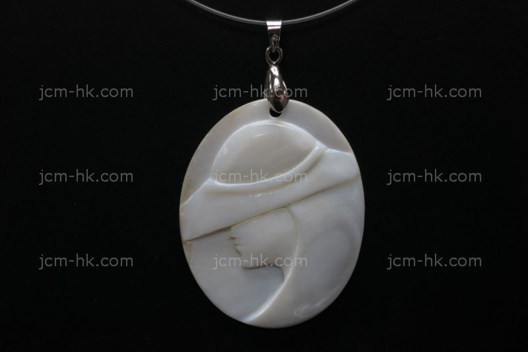 35x45mm Mother of Pearl Cameo Designer Bead Pendant [z7292]