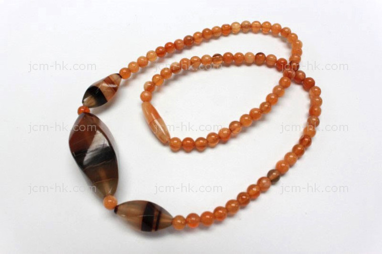 20x8mm-34x15mm Amber & Buffalo Horn Necklace 18" [z7518]