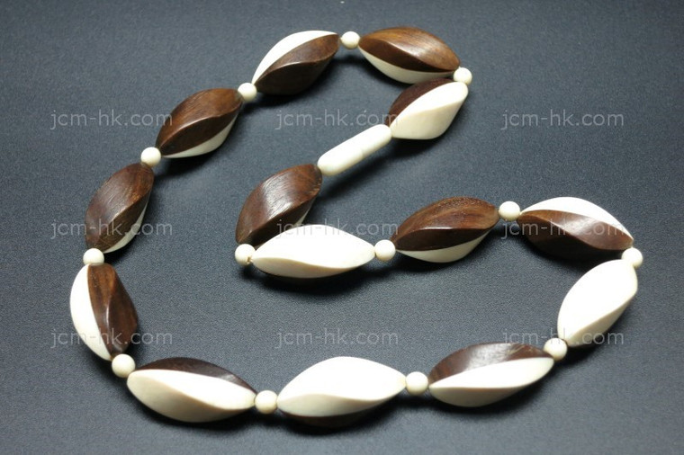 25x10mm Buffalo Bone & Wood Necklace 18" [z7589]