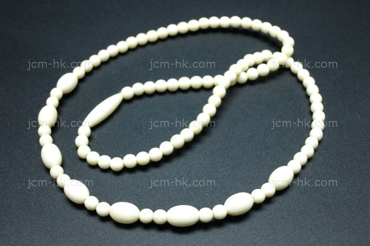 4mm & 6x9mm Buffalo Bone Necklace 18" [z7629]