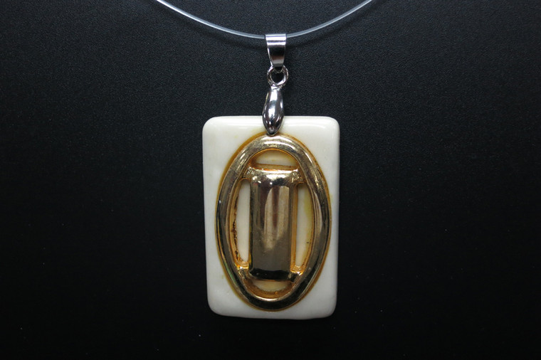 26x40mm Buffalo Bone Designer Bead Pendant with Brass Setting [z8300]
