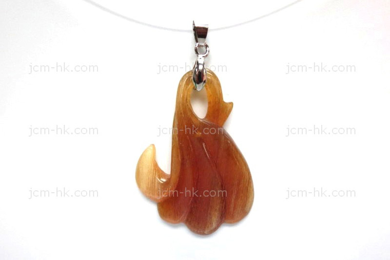 32x48mm Amber Horn Designer Bead Pendant [z8374]