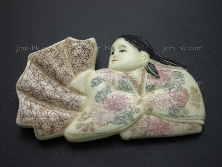 62x35mm Buffalo Bone Netsuke Part (top & bottom drill) [z8391]