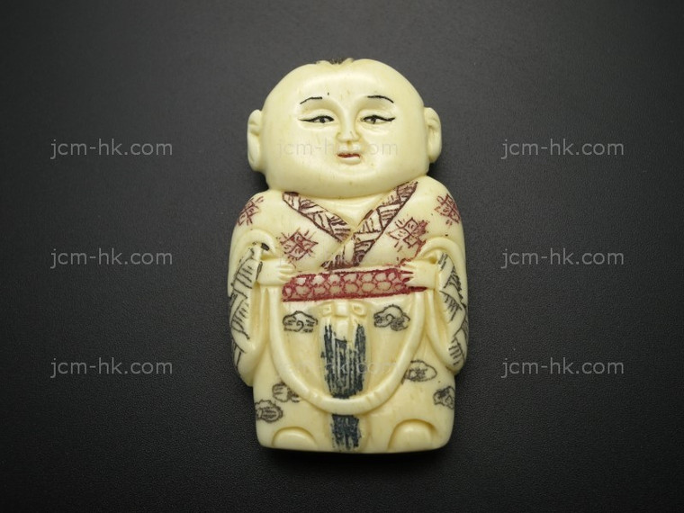 40x52mm Buffalo Bone Netsuke Part (top & bottom drill) [z8439]