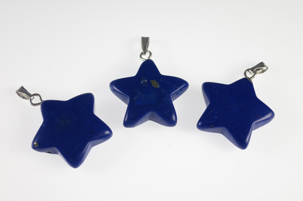 20mm Lapis Lazuli Star Pendant 1Pc Synthetic [e2214]