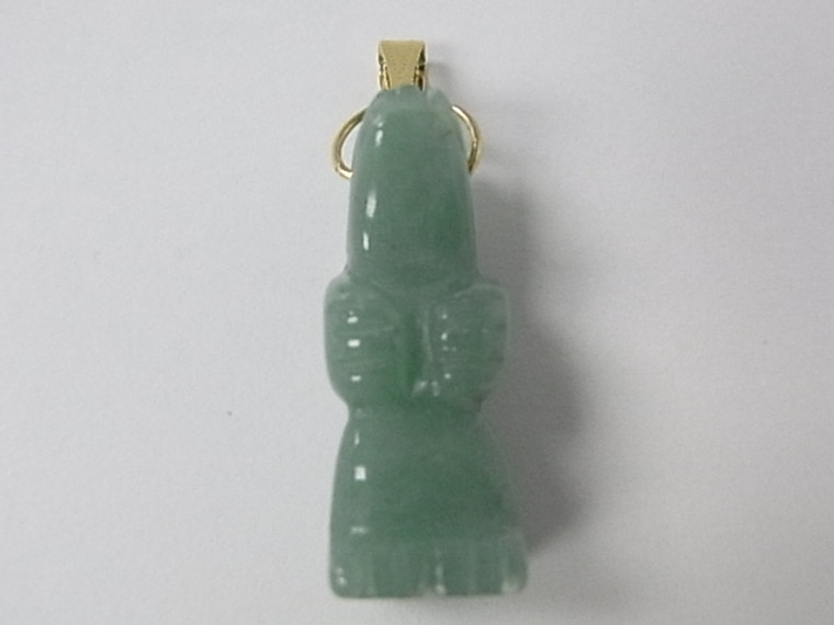 35mm (14mm Thick) Green Aventurine Bear Pendant [e1421]