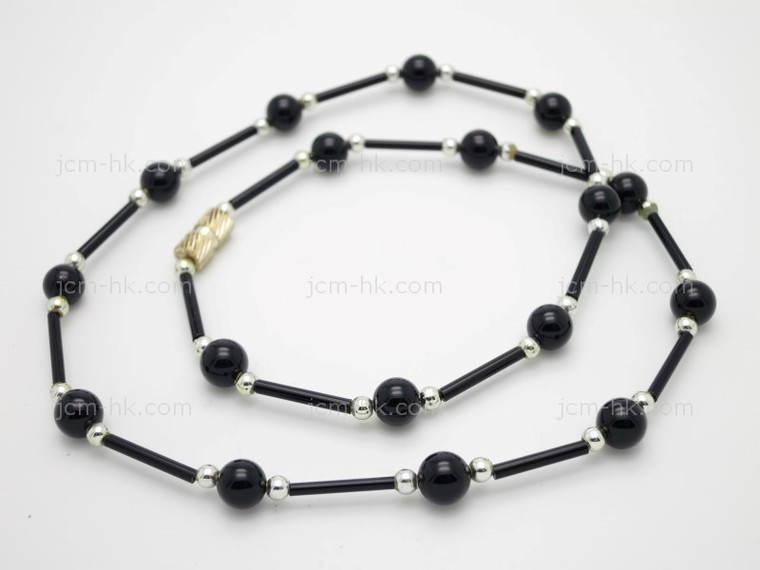 6mm Black Onyx Necklace 17" [e3047]