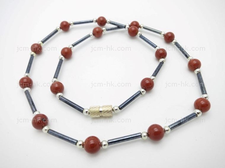 6mm Red Jasper Necklace 18" [e3052]